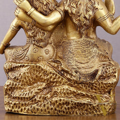 Brass Seated Shiv Parvati Idol – 9 inch matte finish