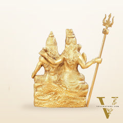 Brass Seated Shiv Parvati Idol 9"