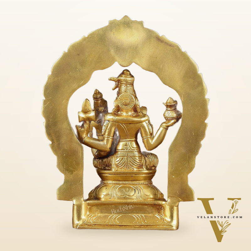 Brass Seated Shiva Parvati Idol with Frame | 10 inch