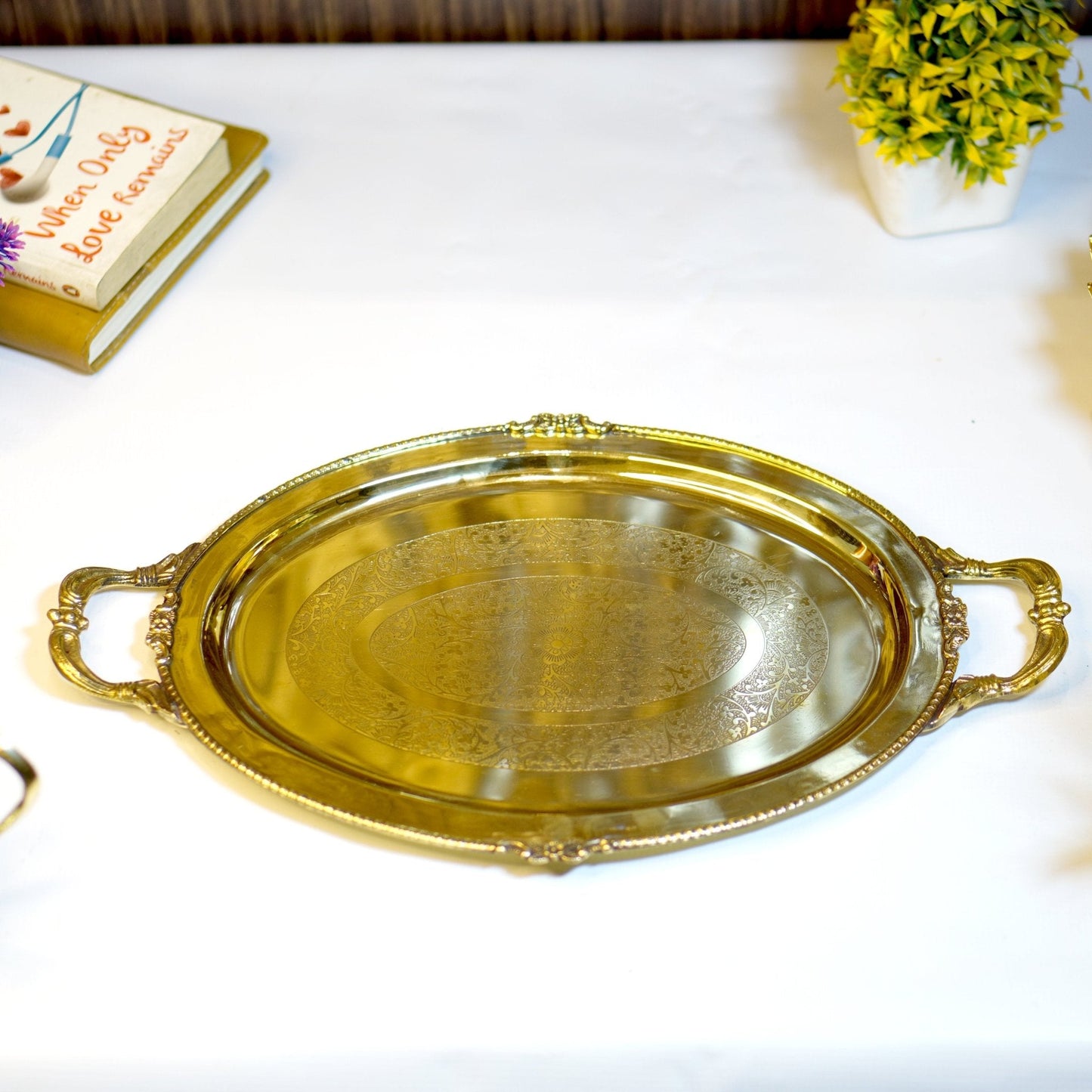 Brass Serving Tray with Handle
