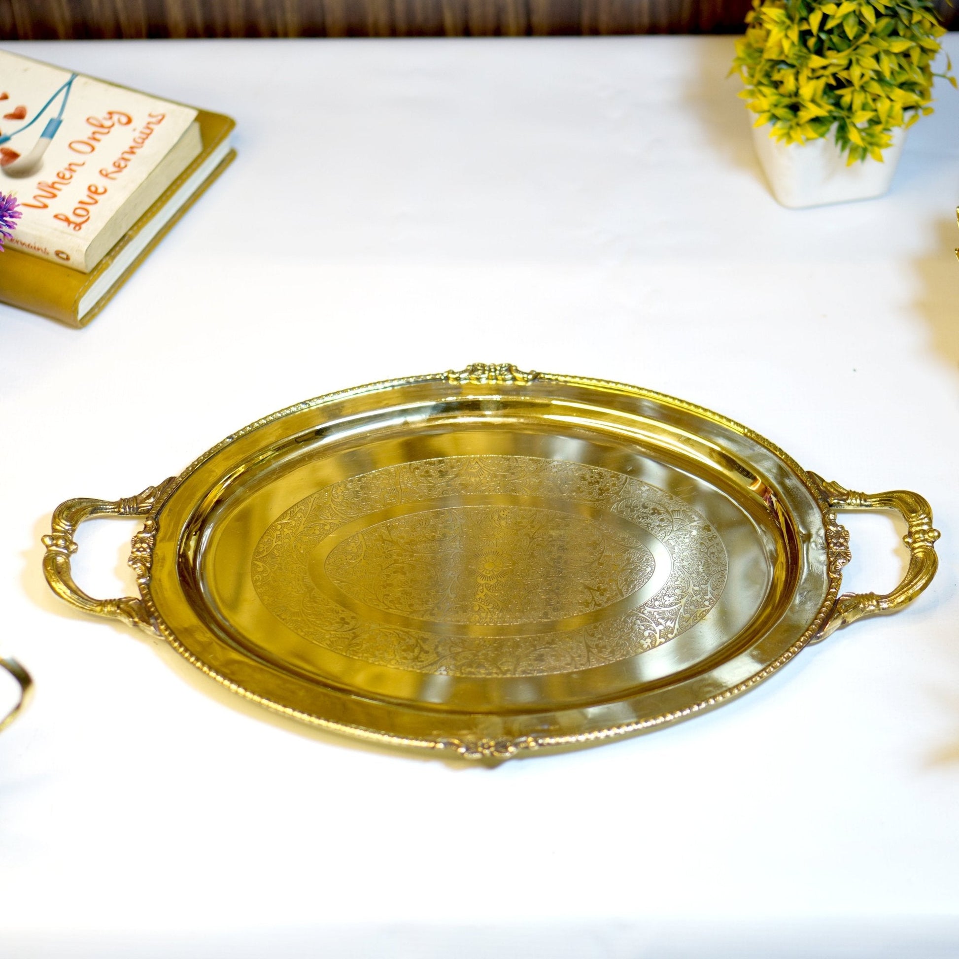 Brass Serving Tray with Handle