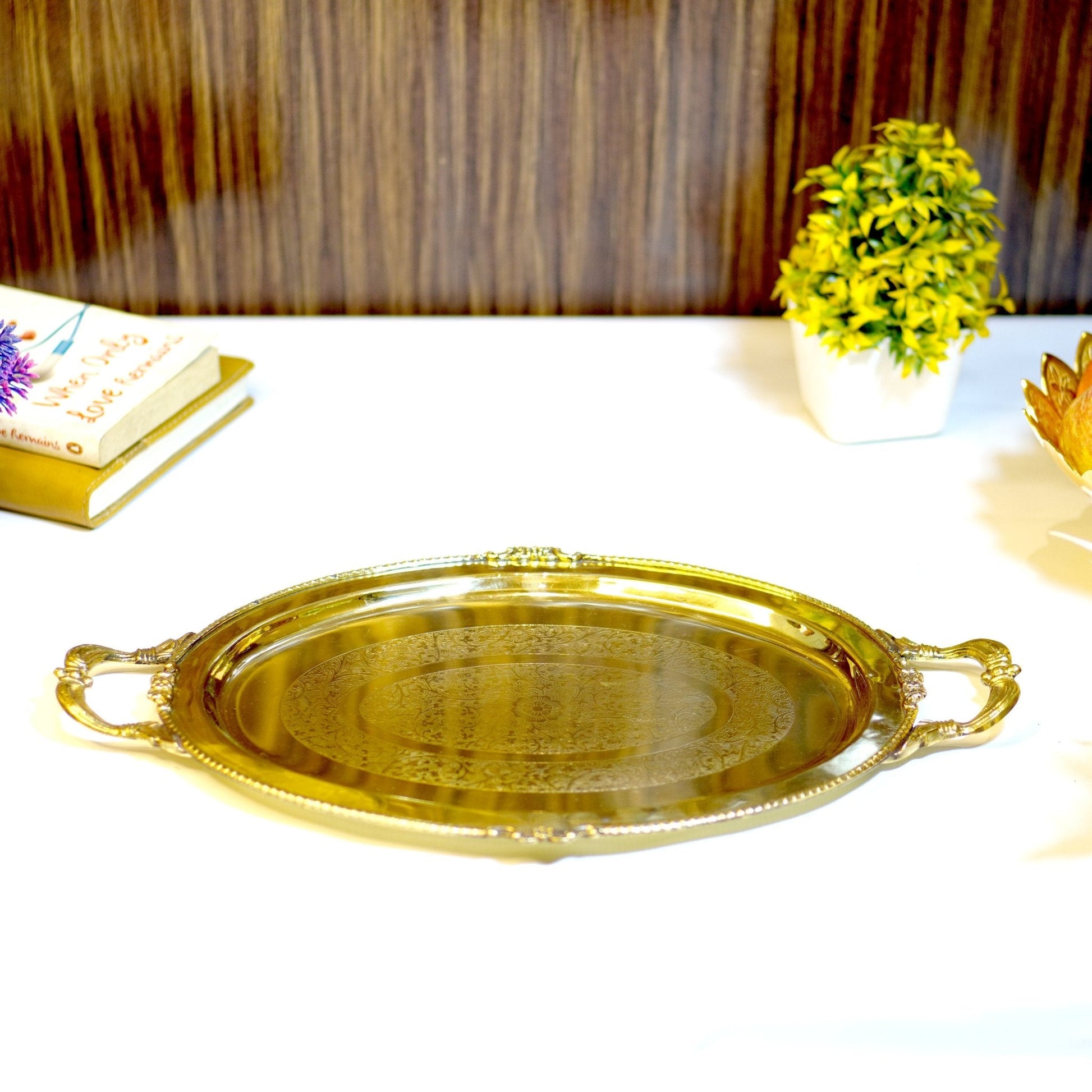 Brass Serving Tray with Handle