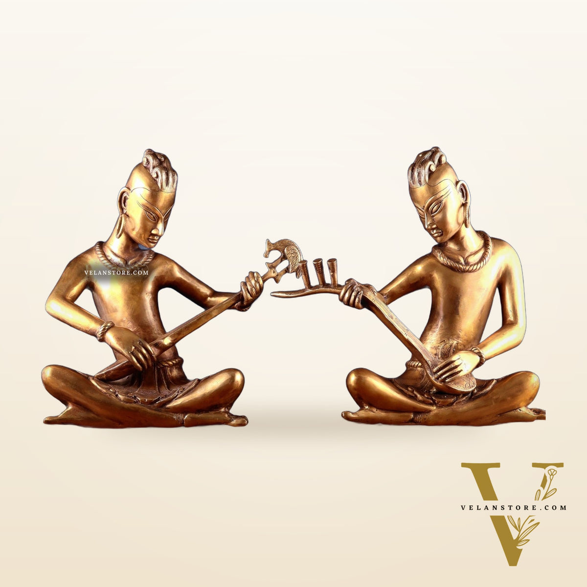 Brass Set of 2 Tansen Musicians – 18 Inch