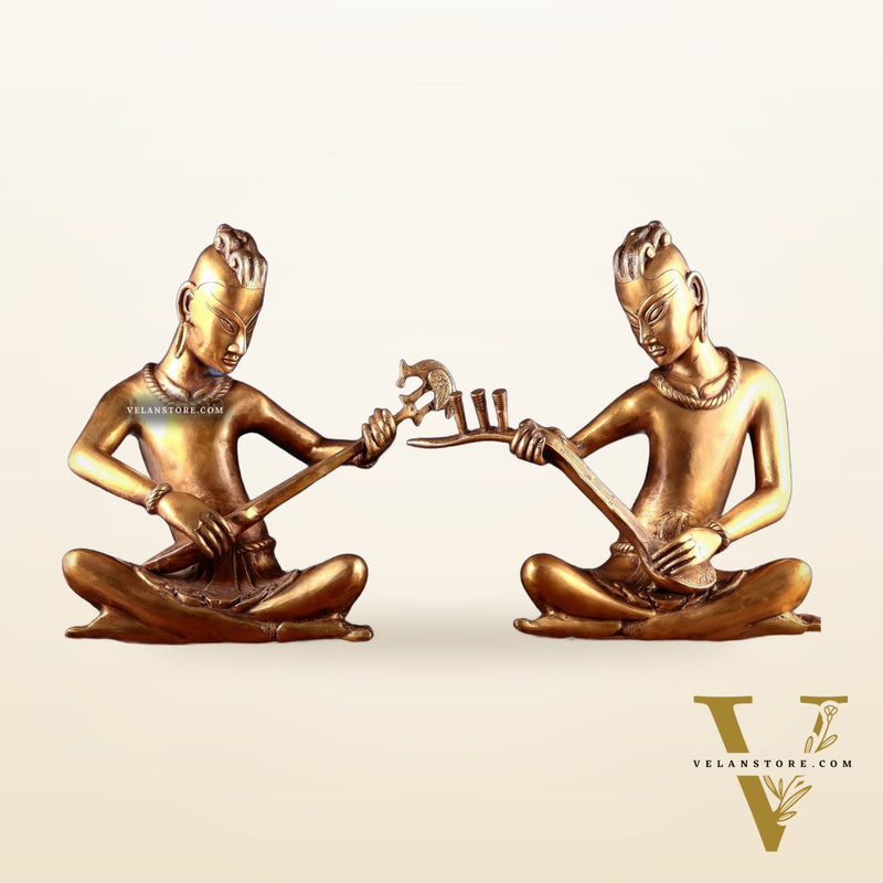 Brass Set of 2 Tansen Musicians – 18 Inch