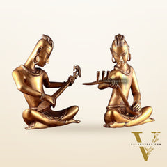 Brass Set of 2 Tansen Musicians – 18 Inch