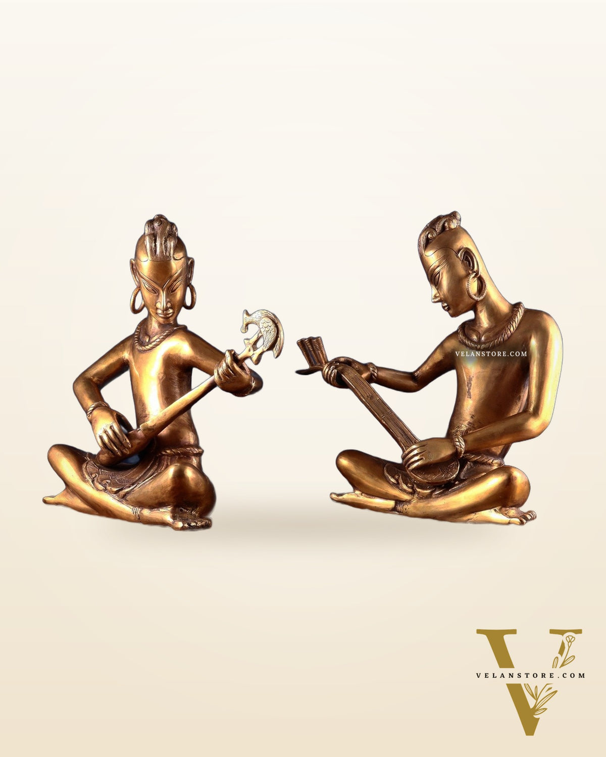 Brass Set of 2 Tansen Musicians – 18 Inch