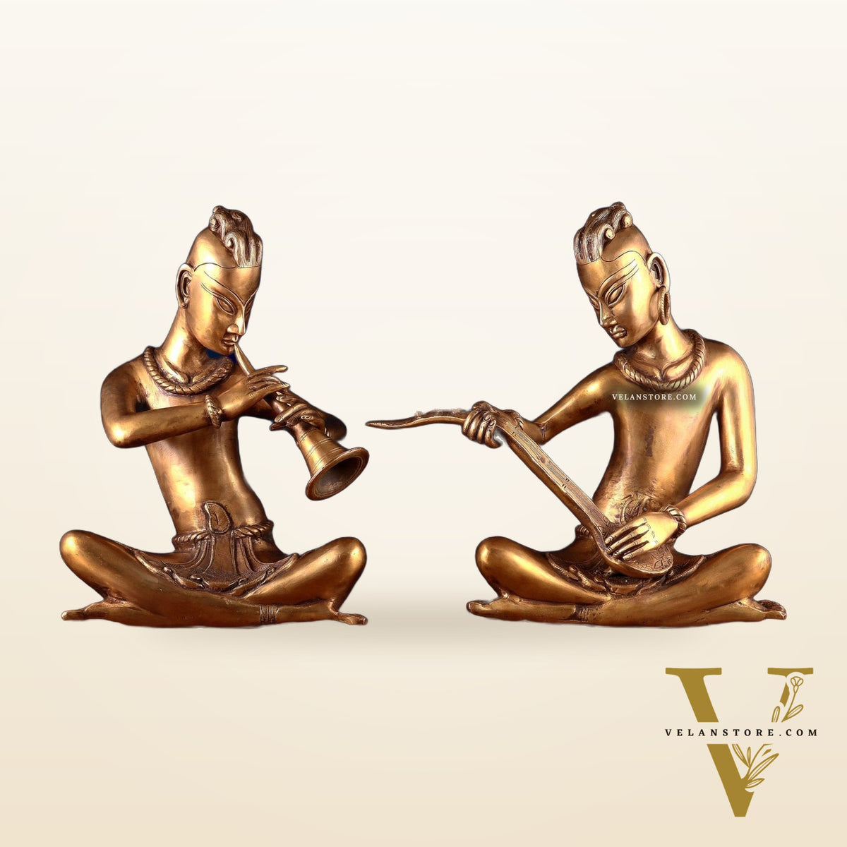 Brass Set of 2 Tansen Musicians – 18 Inch
