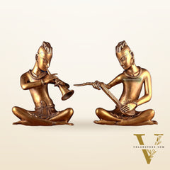 Brass Set of 2 Tansen Musicians – 18 Inch