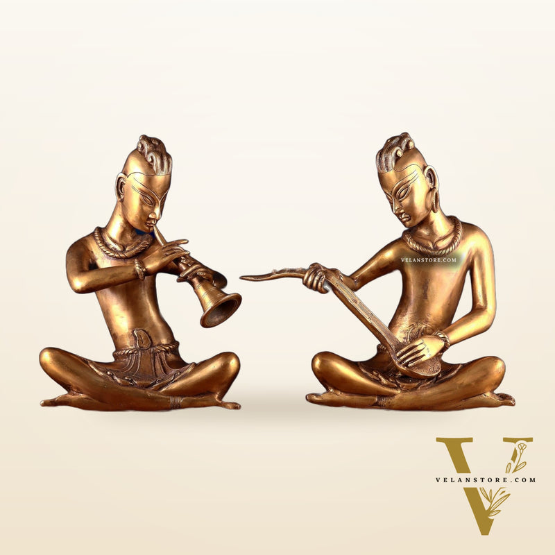 Brass Set of 2 Tansen Musicians – 18 Inch