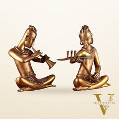 Brass Set of 2 Tansen Musicians – 18 Inch