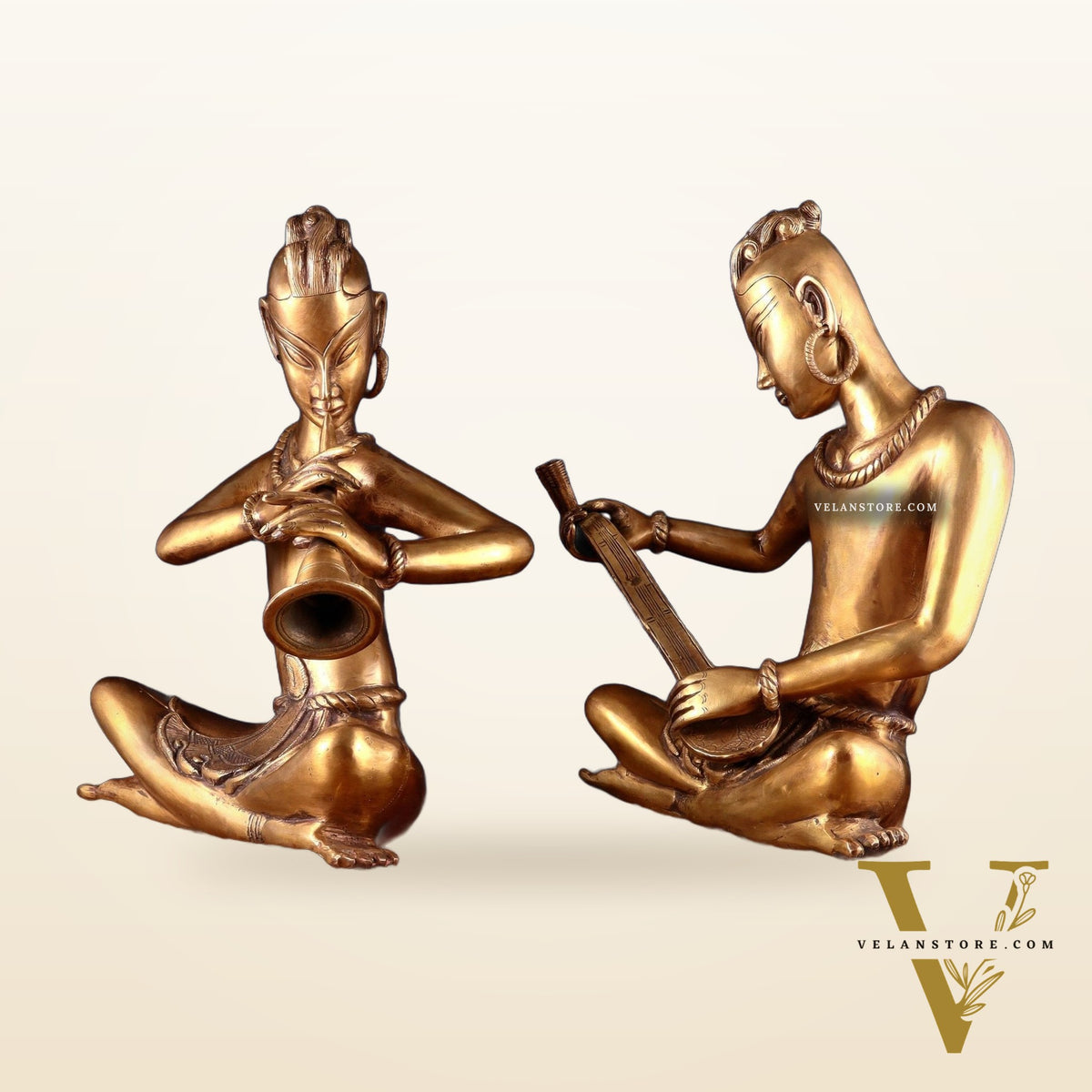 Brass Set of 2 Tansen Musicians – 18 Inch