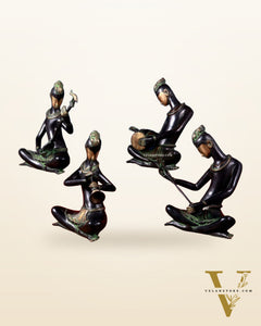 Brass Set of 4 Tansen Musicians – 13"