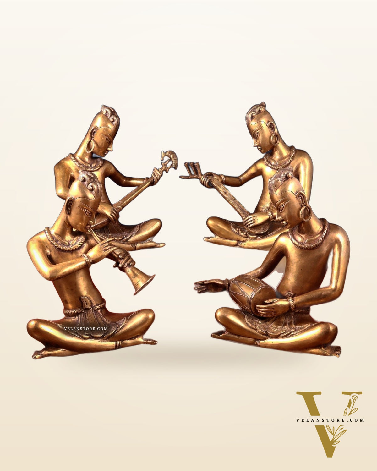 Brass Set of 4 Tansen Musicians – 18 Inch