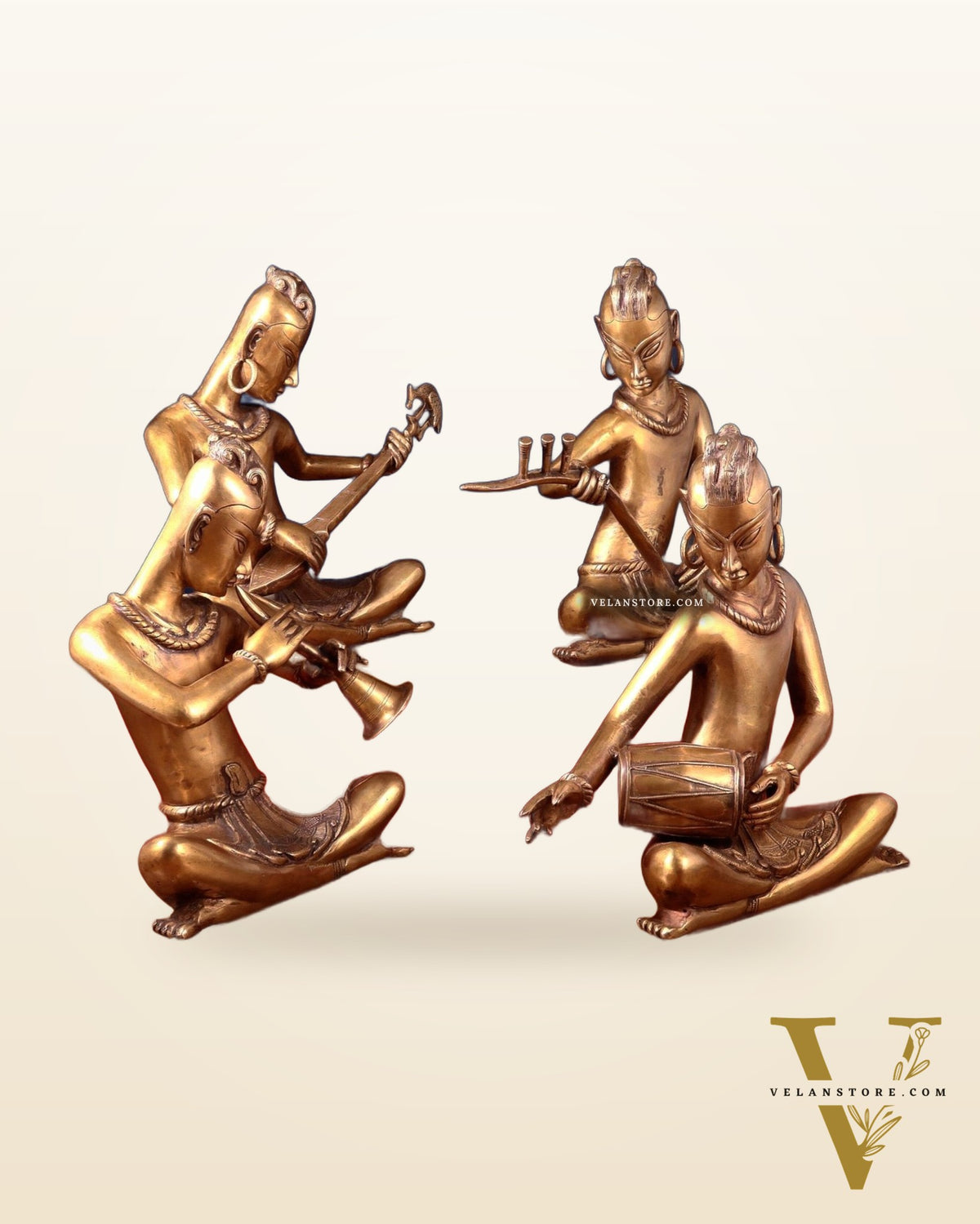 Brass Set of 4 Tansen Musicians – 18 Inch