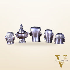 Brass Set of 5 Shiva Mukhlingam | Silver Plated Divine Collection