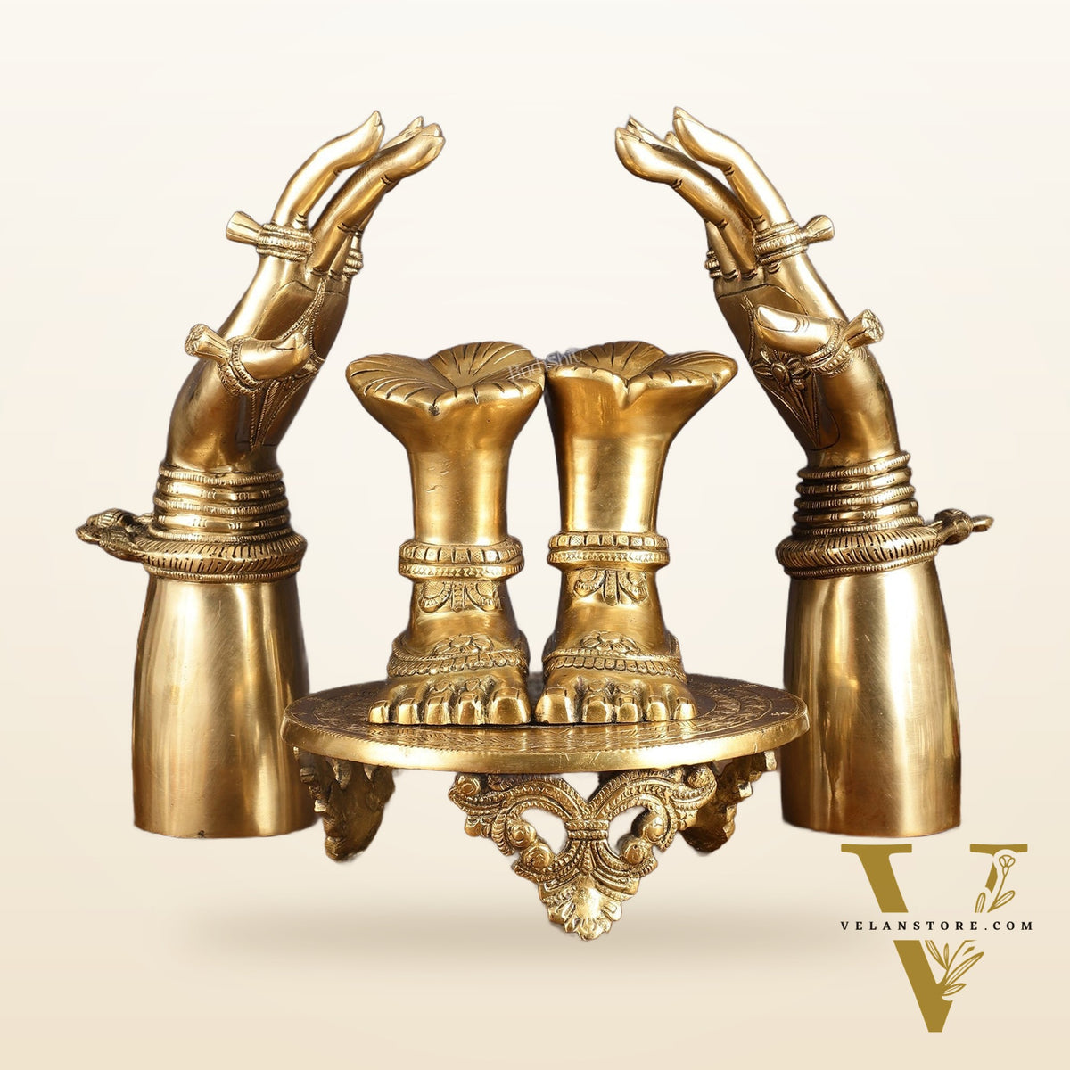 Brass Set of Goddess Arms and Feet - Intricately Crafted