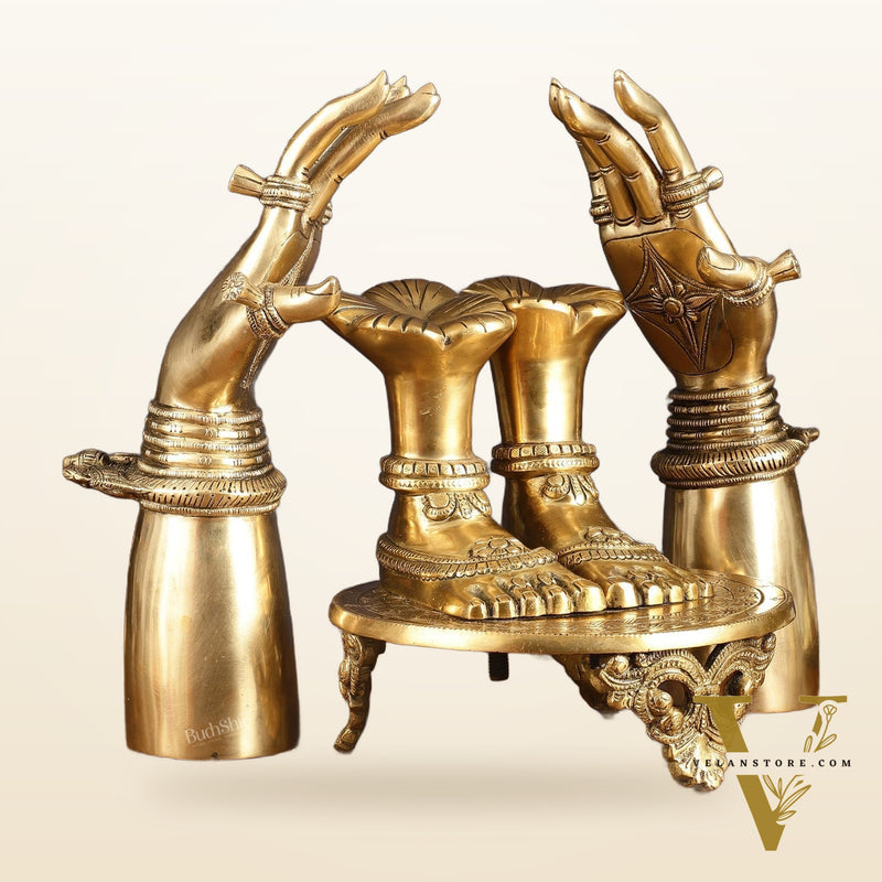 Brass Set of Goddess Arms and Feet - Intricately Crafted