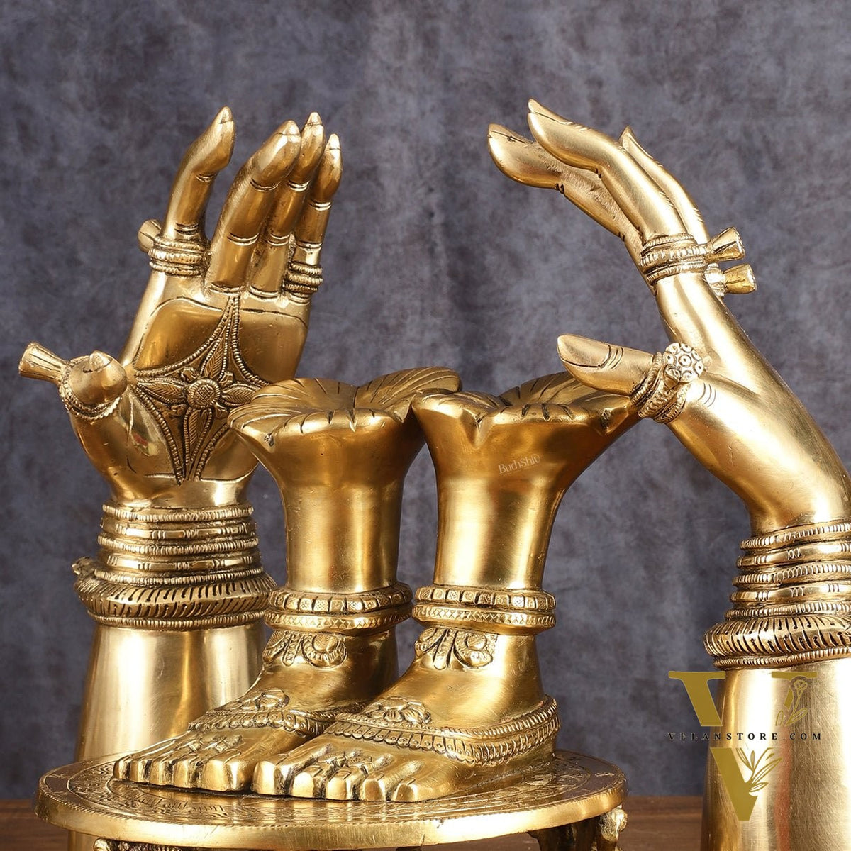 Brass Set of Goddess Arms and Feet - Intricately Crafted