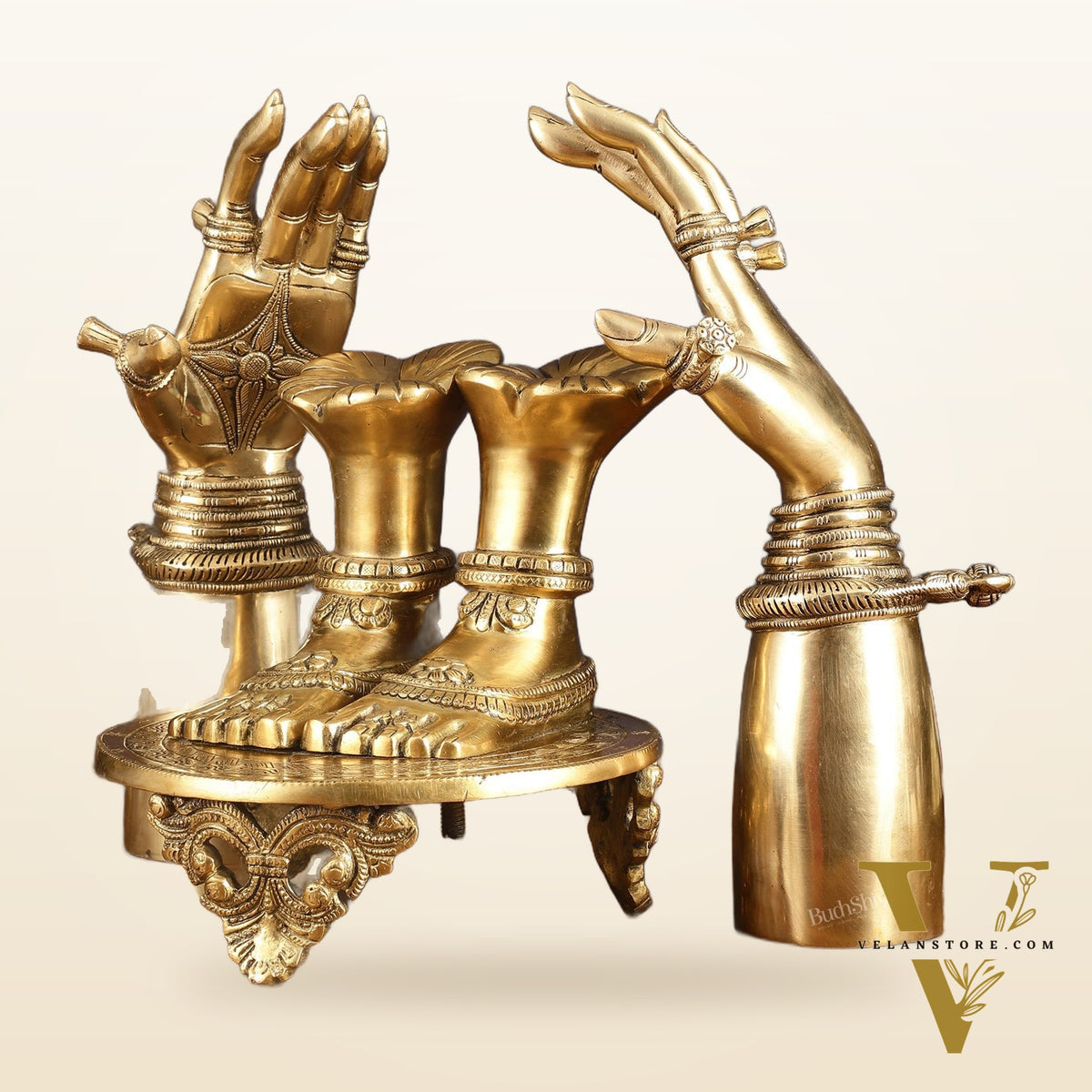 Brass Set of Goddess Arms and Feet - Intricately Crafted
