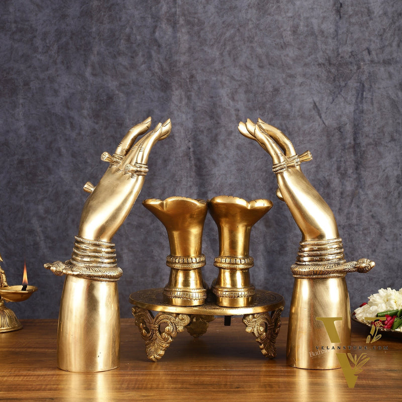 Brass Set of Goddess Arms and Feet - Intricately Crafted