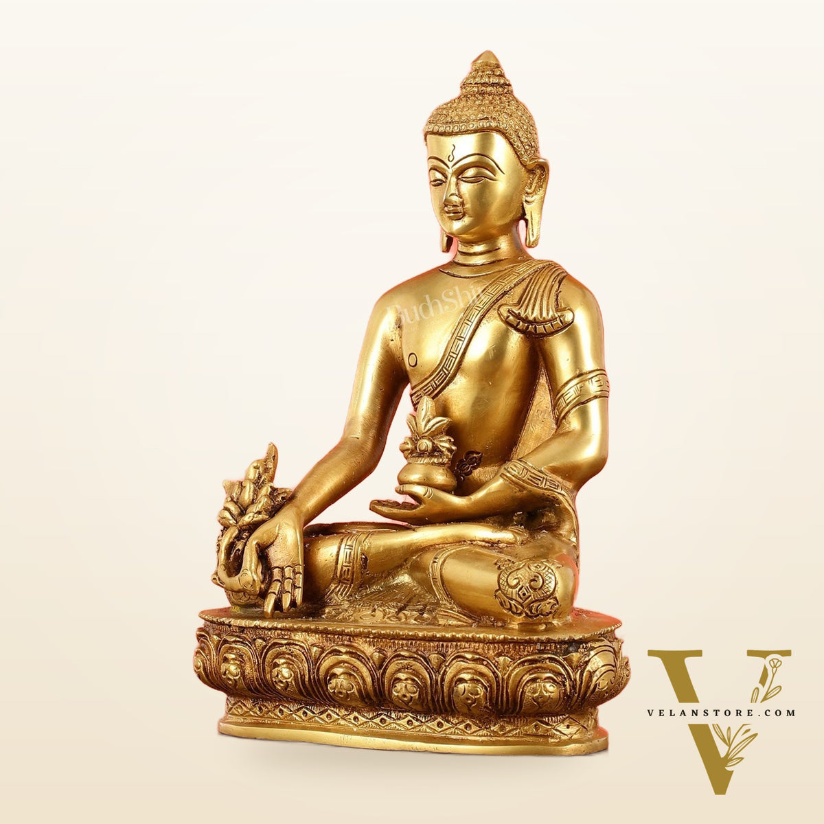 Brass Shakyamuni Bhoomisparsha Buddha Idol - 9.5 Inch