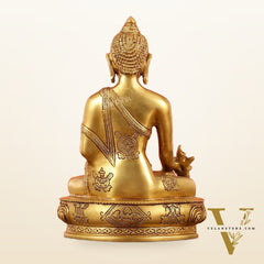 Brass Shakyamuni Bhoomisparsha Buddha Idol - 9.5 Inch
