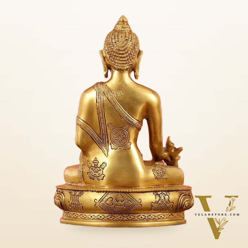 Brass Shakyamuni Bhoomisparsha Buddha Idol - 9.5 Inch