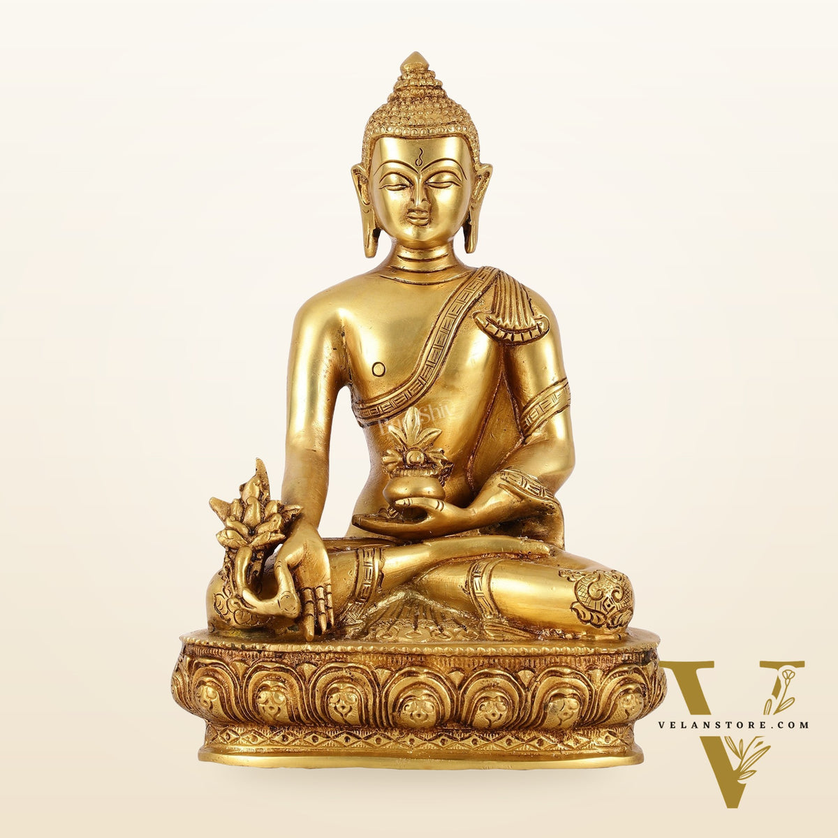 Brass Shakyamuni Bhoomisparsha Buddha Idol - 9.5 Inch