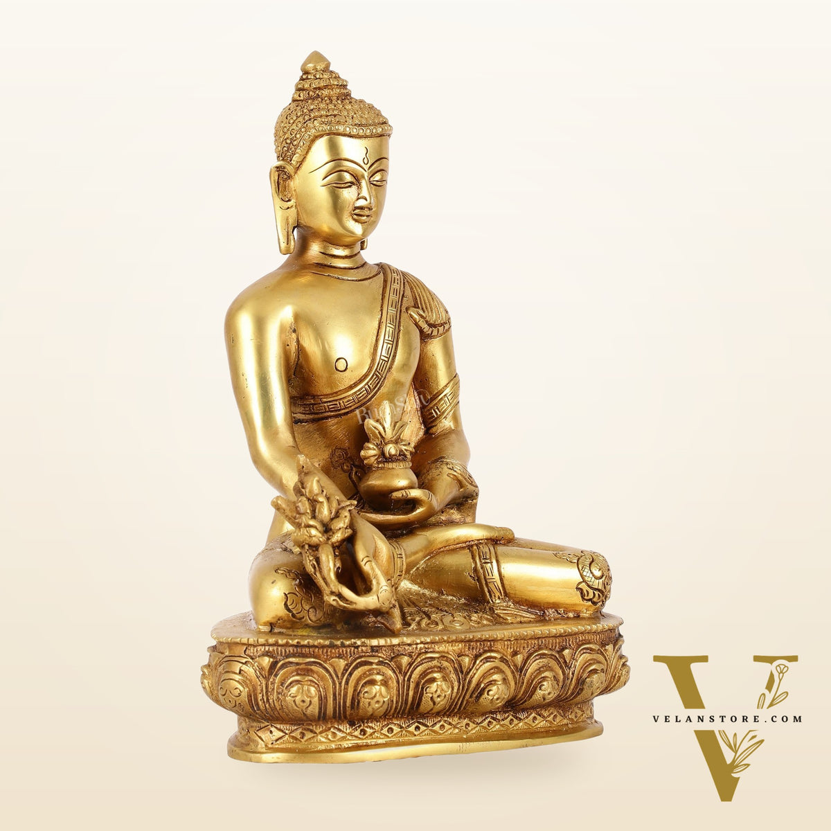 Brass Shakyamuni Bhoomisparsha Buddha Idol - 9.5 Inch