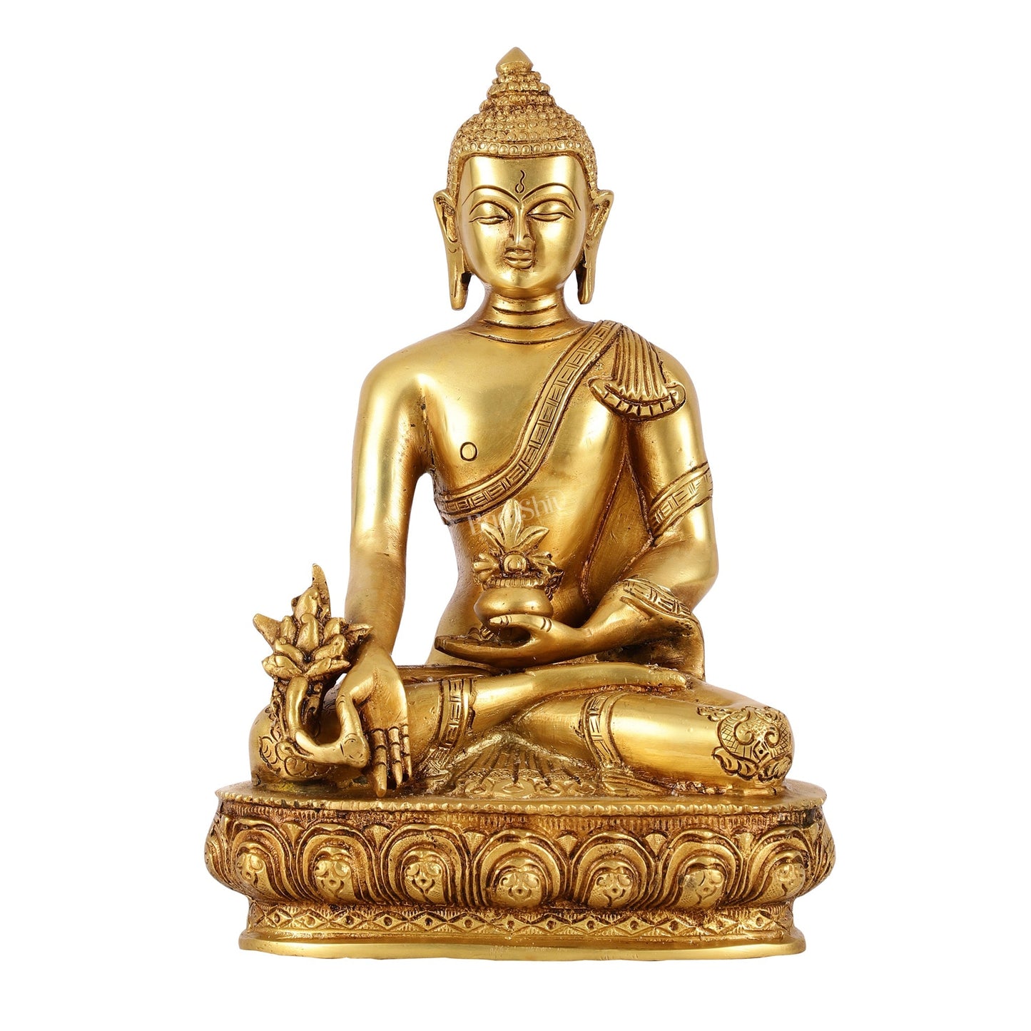 Brass Shakyamuni Bhoomisparsha Buddha Idol - 9.5 Inch