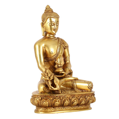 Brass Shakyamuni Bhoomisparsha Buddha Idol - 9.5 Inch