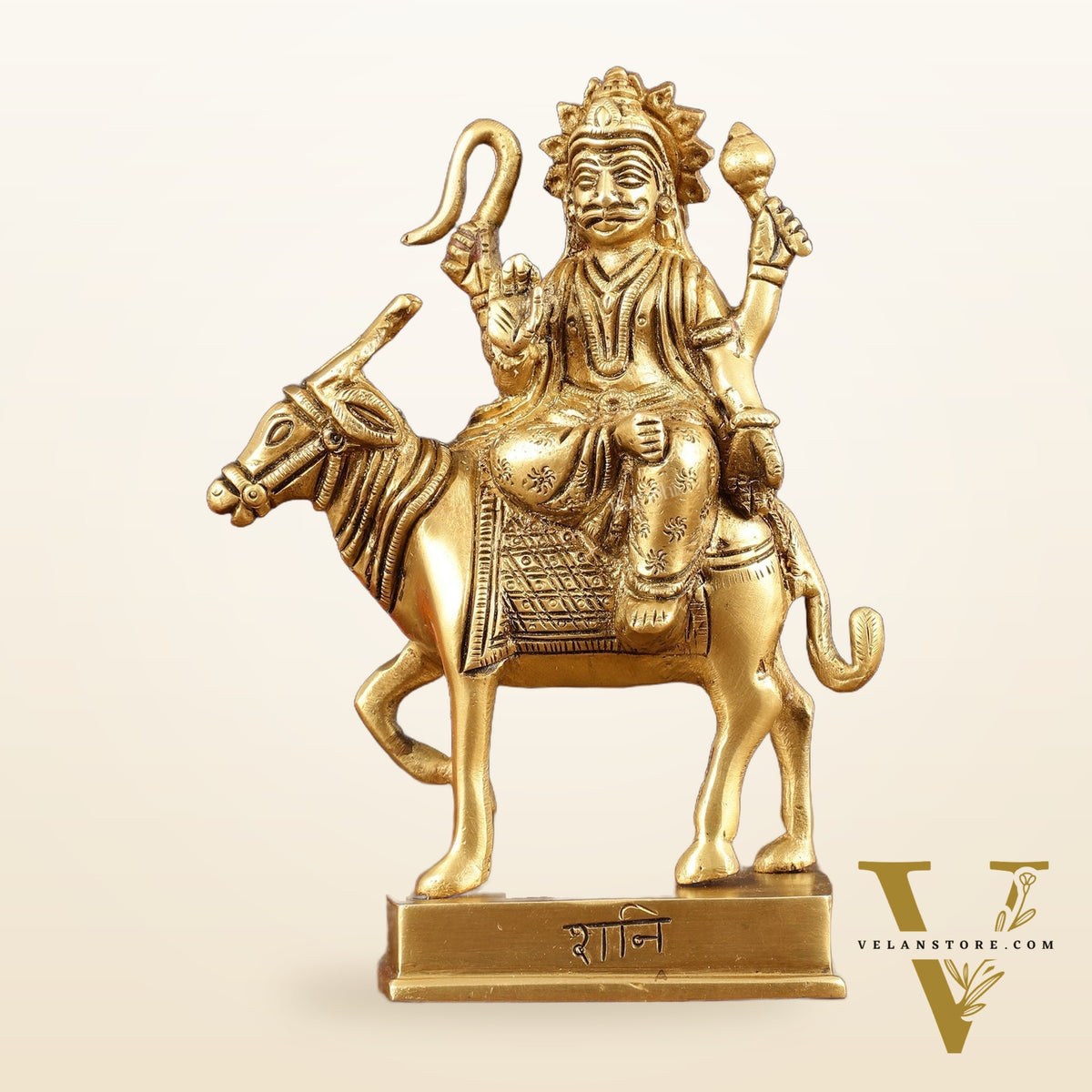 Brass Shani Dev Idol (Saturn) for Vastu & Pooja - 6 Inch Height