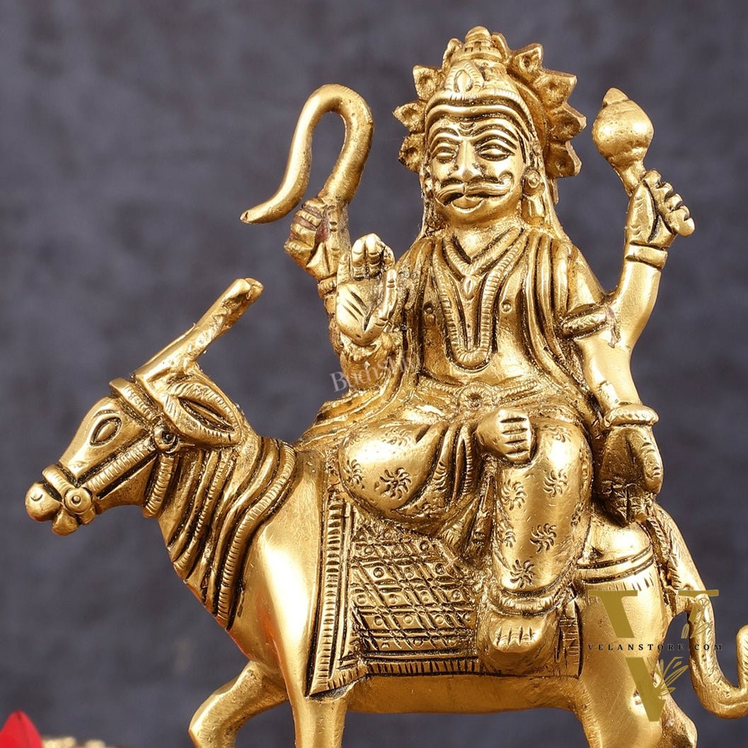 Brass Shani Dev Idol (Saturn) for Vastu & Pooja - 6 Inch Height