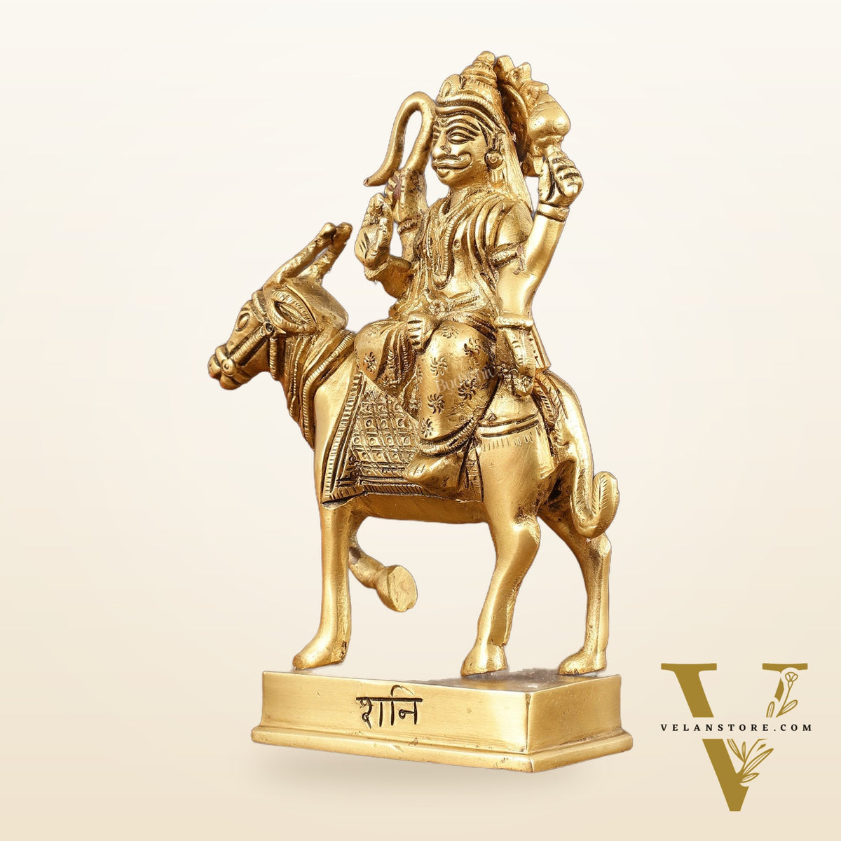 Brass Shani Dev Idol (Saturn) for Vastu & Pooja - 6 Inch Height