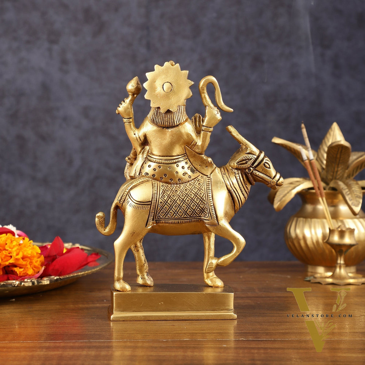 Brass Shani Dev Idol (Saturn) for Vastu & Pooja - 6 Inch Height