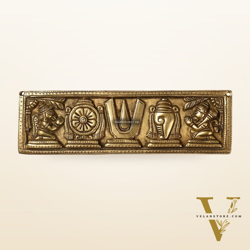 Brass Shank Chakra Namah Wall hanging 10 inch Antique