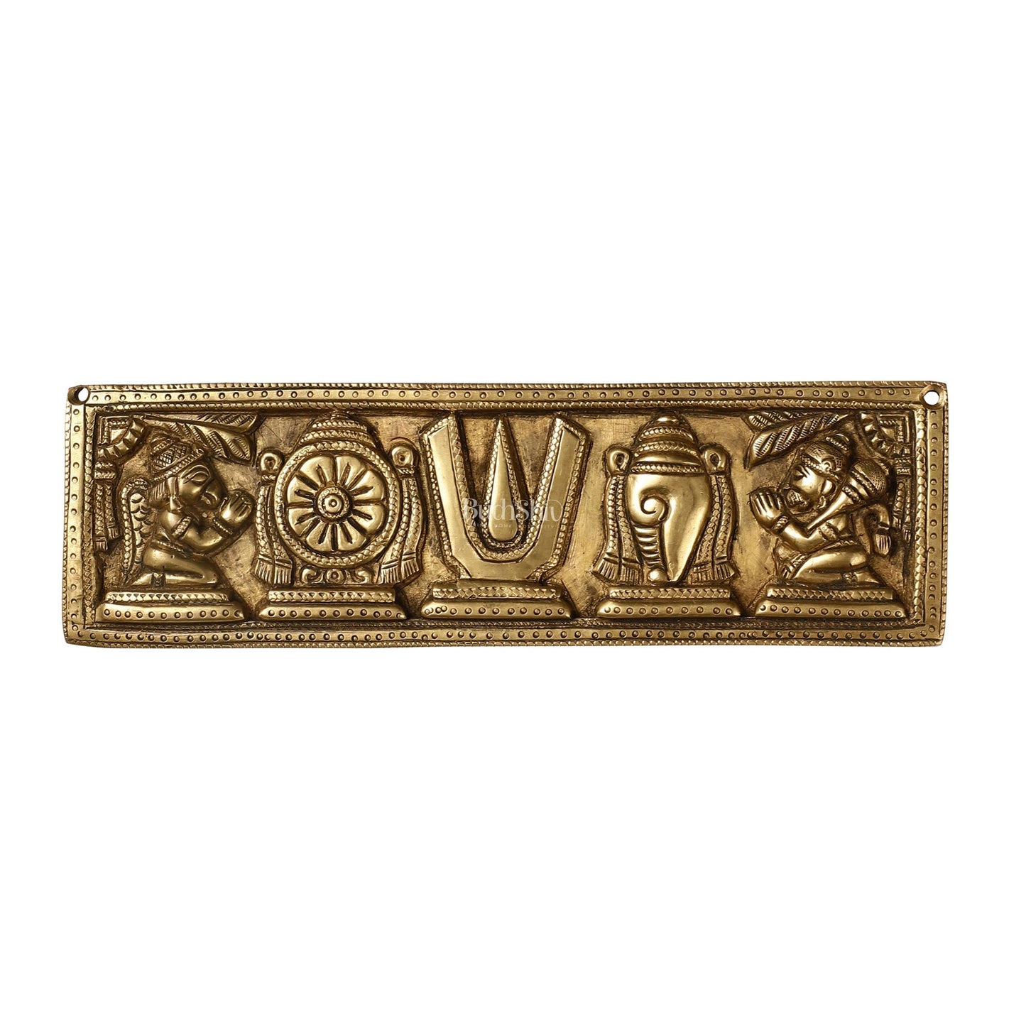 Brass Shank Chakra Namah Wall hanging 10 inch Antique