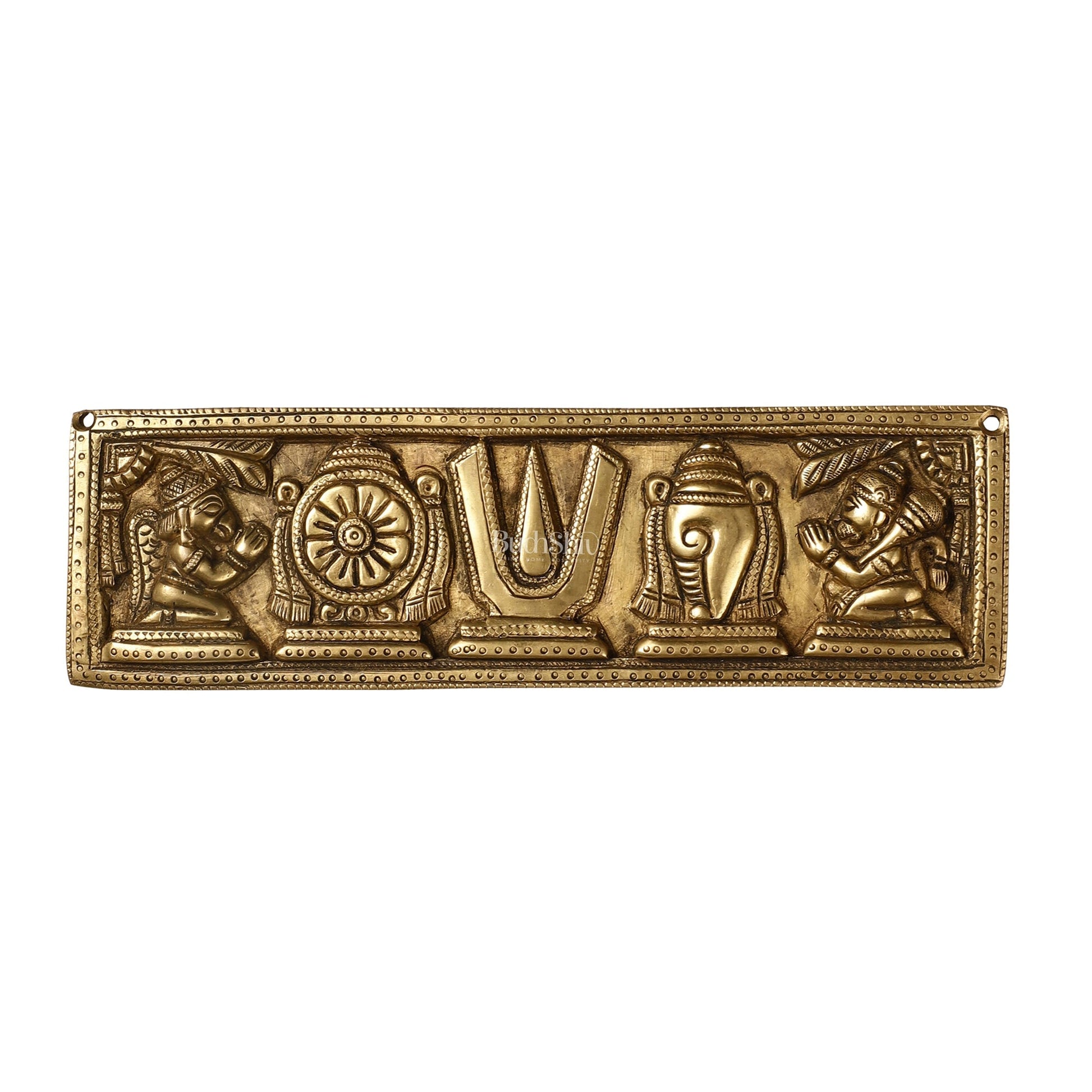 Brass Shank Chakra Namah Wall hanging 10 inch Antique