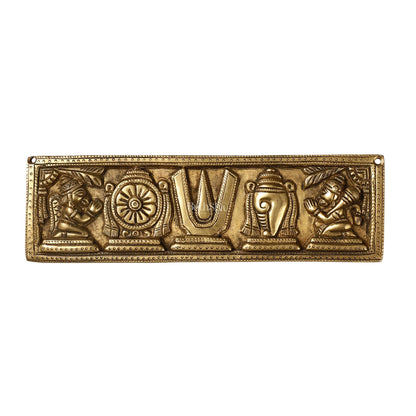 Brass Shank Chakra Namah Wall hanging 10 inch Antique