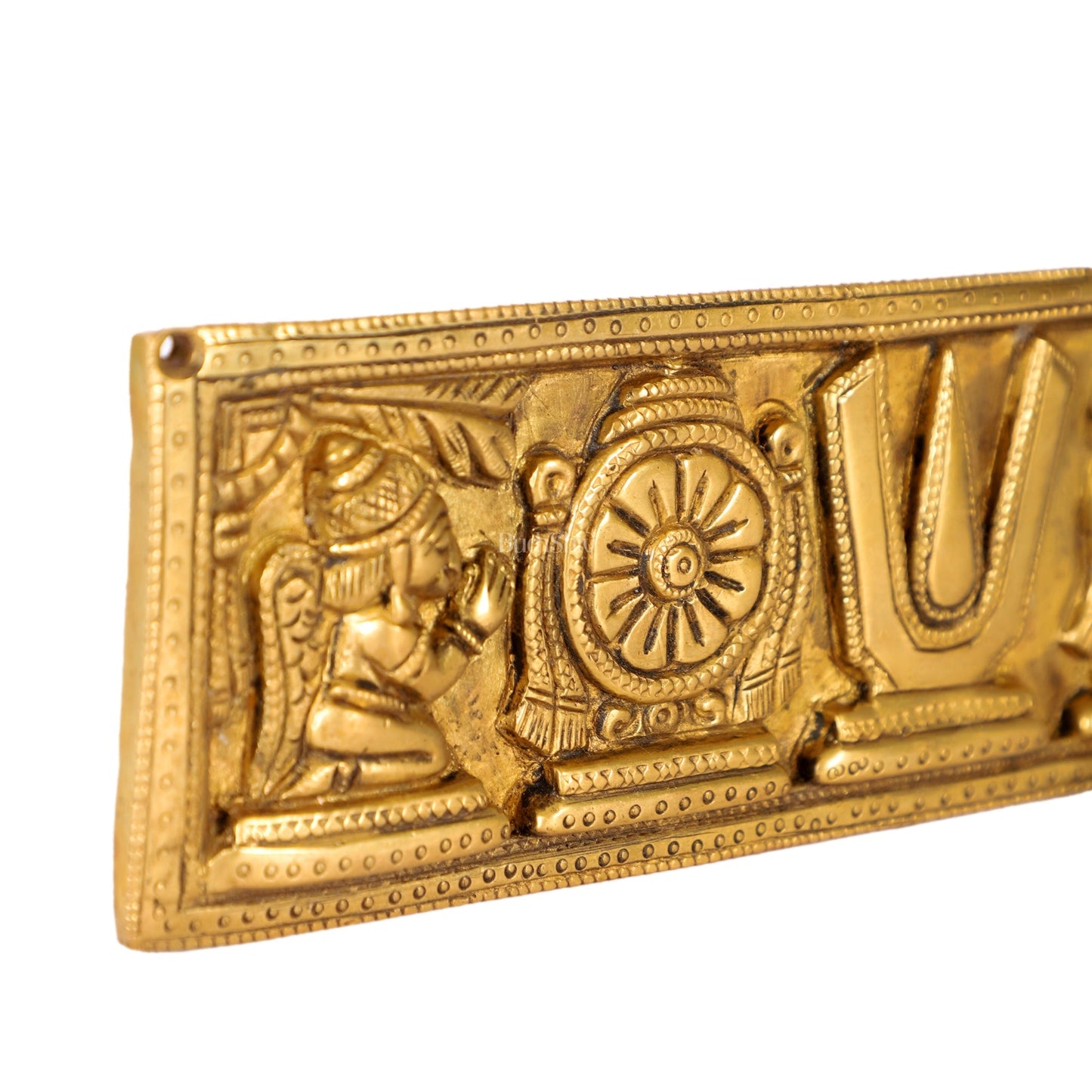 Brass Shank Chakra Namah Wall hanging 10 inch Gold