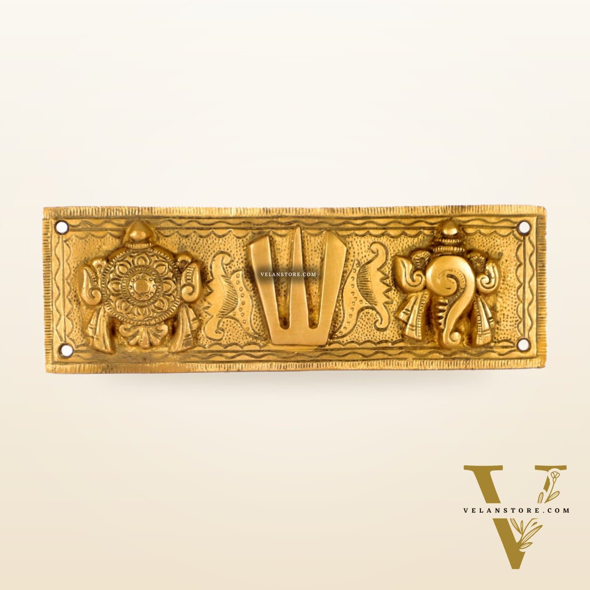 Brass Shank Chakra Namah Wall hanging 8 inch Gold