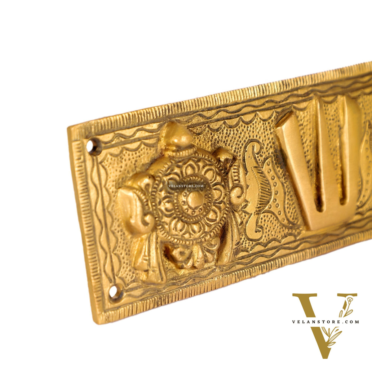 Brass Shank Chakra Namah Wall hanging 8 inch Gold