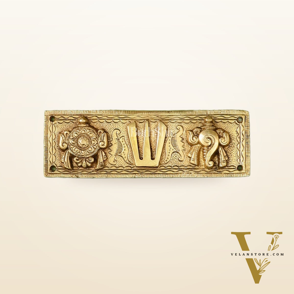 Brass Shank Chakra Namah Wall hanging 8 inch Gold