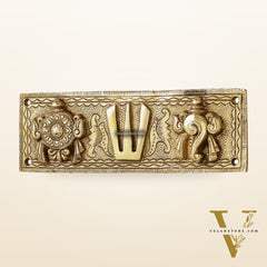 Brass Shank Chakra Namah Wall hanging 8 inch Gold