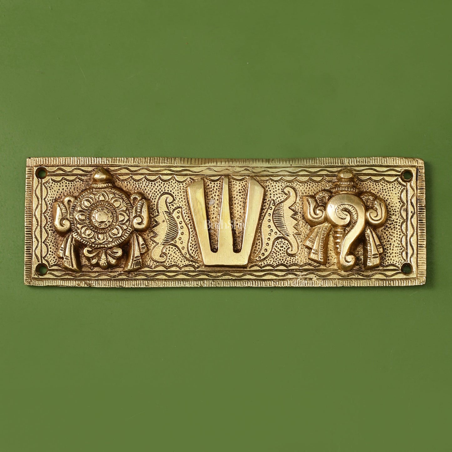 Brass Shank Chakra Namah Wall hanging 8 inch Gold