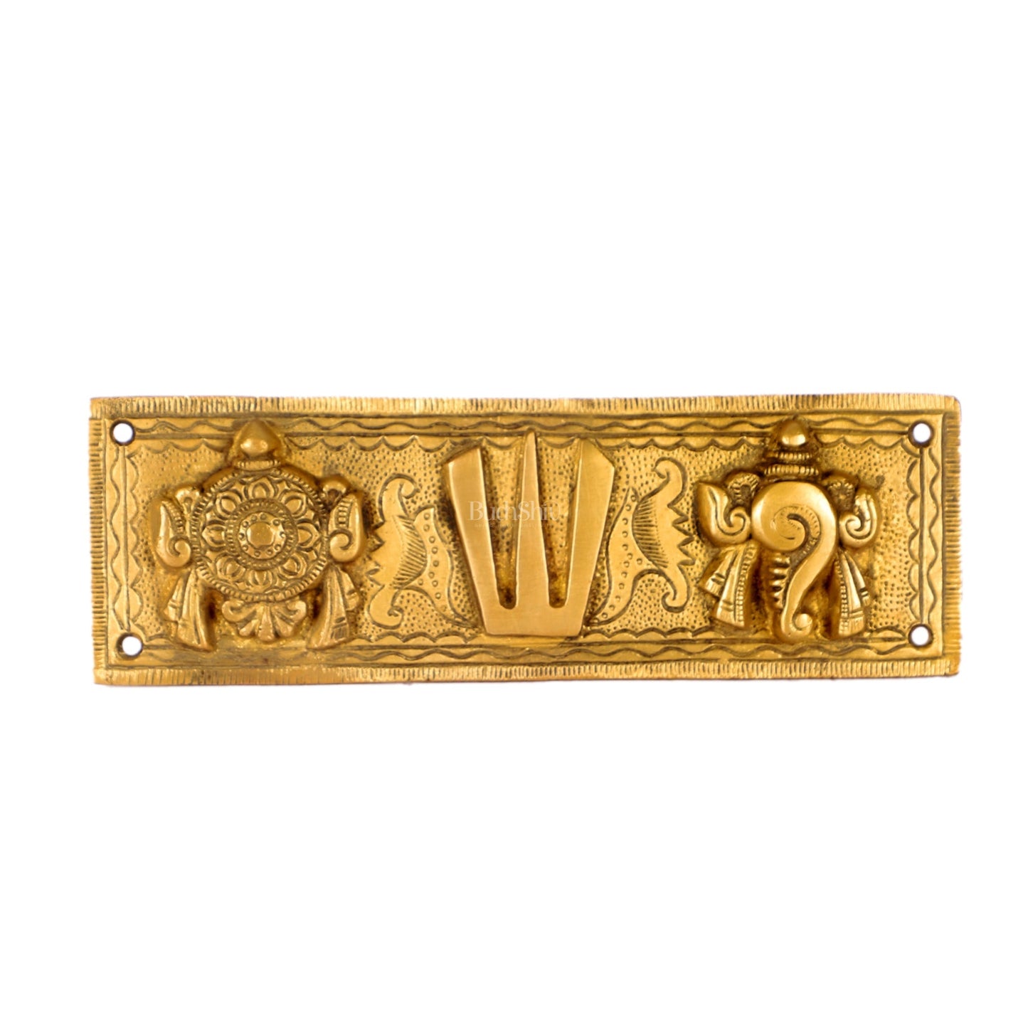 Brass Shank Chakra Namah Wall hanging 8 inch Gold