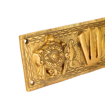 Brass Shank Chakra Namah Wall hanging 8 inch Gold