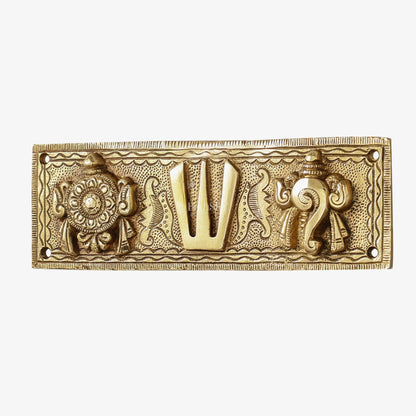 Brass Shank Chakra Namah Wall hanging 8 inch Gold