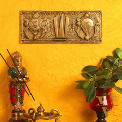 Brass Shank Chakra Namah Wall hanging Gold 10 inch