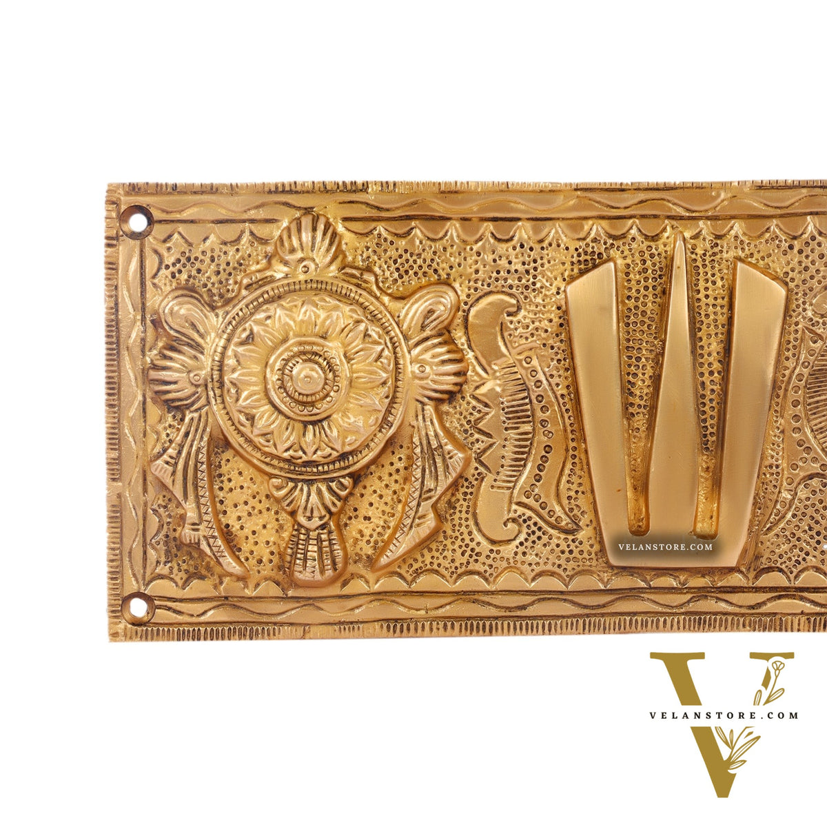 Brass Shank Chakra Namah Wall hanging Gold 10 inch